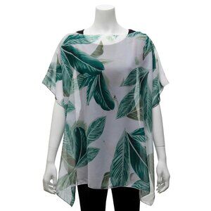 Palm Leaf Tunic Light Weight Beautiful Flowing Top Fun Tropical Pattern NWT